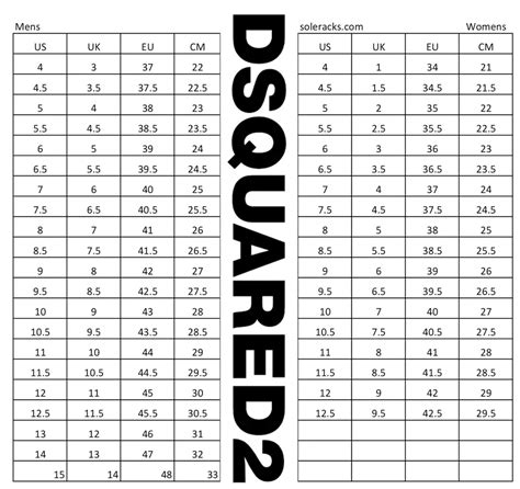 dsquared2 shoes size guide